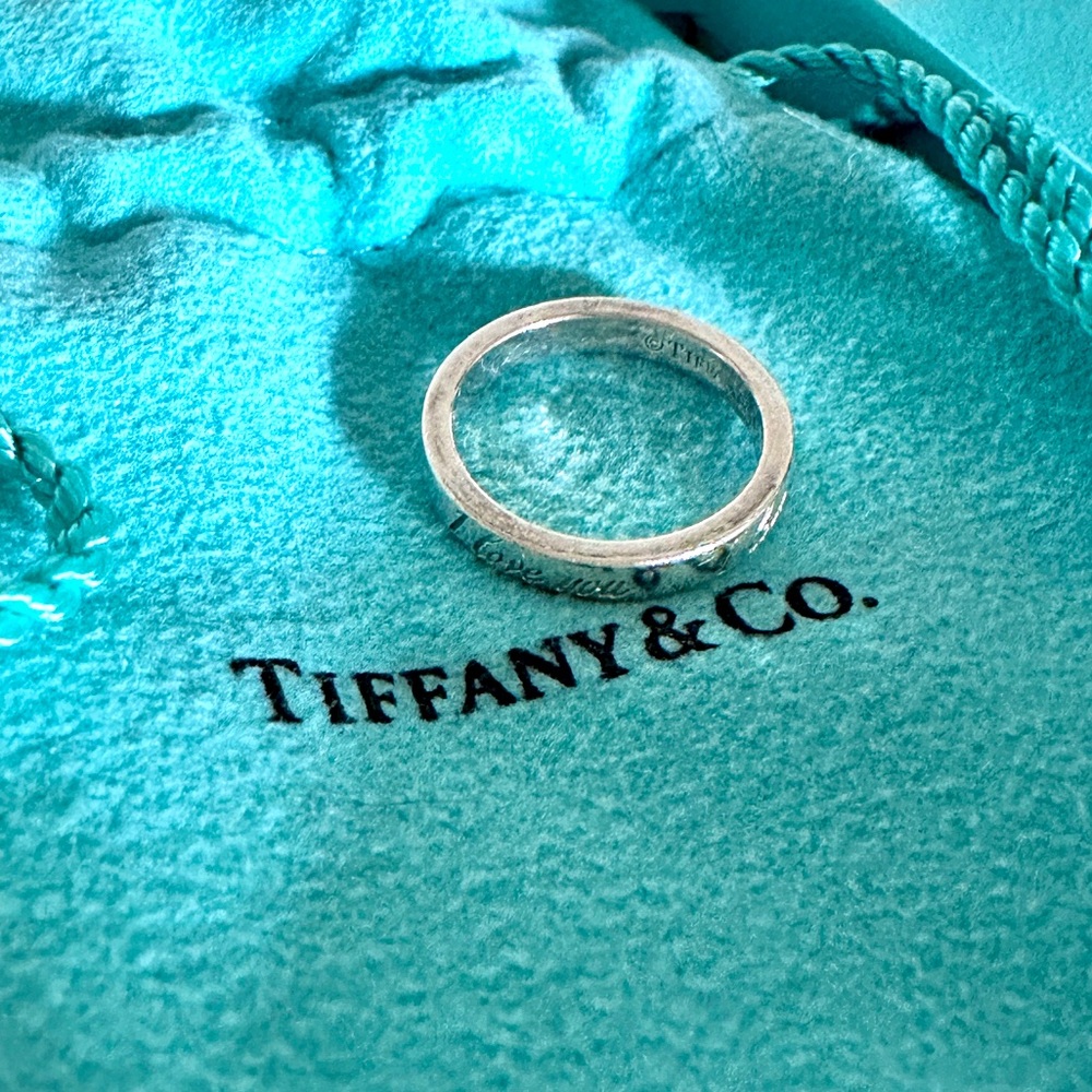 Size 4 Tiffany & Co I Love You Narrow Ring in Sterling Silver